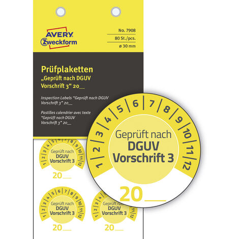 Avery-Zweckform 7908 Prüfplakette  20XX Gelb  (Ø) 30 mm 30 mm   80 St. (1/5)