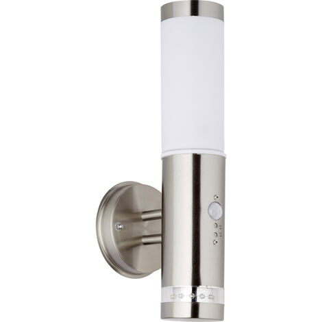 Brilliant Bole G96131/82 Außenwandleuchte mit Bewegungsmelder  Halogen E27 60 W Edelstahl