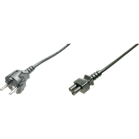 Digitus Strom Anschlusskabel [1x Schutzkontakt-Stecker - 1x Kleeblatt-Buchse C5] 0.75 m Schwarz