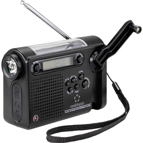 Renkforce RF-CR-200 Kofferradio UKW, MW, KW Notfallradio  wiederaufladbar, Solarpanel, Handkurbel, W