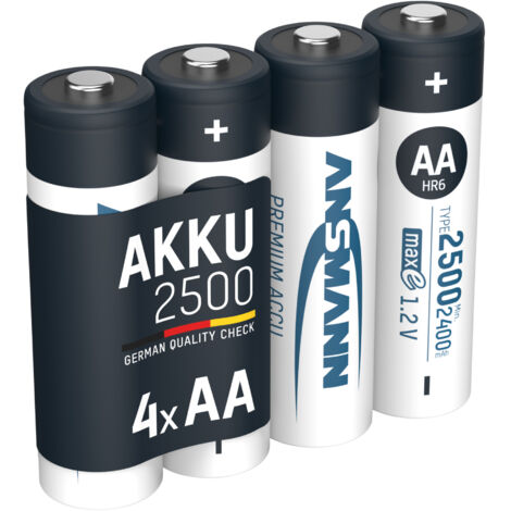 ANSMANN NiMH-Mignon-Akku, maxE, 2500 mAh, 4 Stück, mit Batterienbox