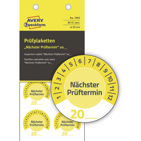 Avery-Zweckform 7905 Prüfplakette  20XX Gelb  (Ø) 30 mm 30 mm   80 St. (1/5)