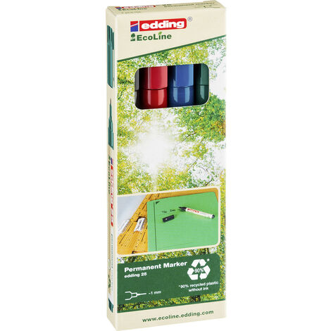 Edding 25 EcoLine 4-25-4 Permanentmarker Schwarz, Rot, Blau, Grün wasserfest: Ja