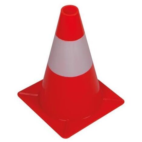 Perel Leitkegel zum Markieren, Absichern oder Absperren von Gefahrenzonen, Baustellen, Bereichen und Wegen, Rot/Weiß, 30 cm