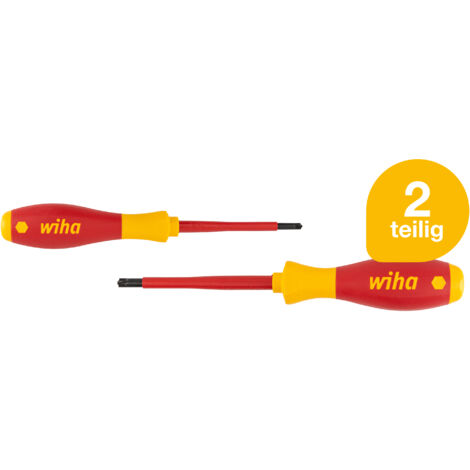 Wiha Schraubendreher Set 6-teilig Elektriker VDE geprüft, isoliert 1.000 V (32282) I Profi Schraubenzieher Set Kreuzschlitz I Elektriker Werkzeug