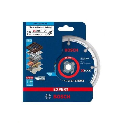 Bosch Accessories 2608900532 X-LOCK Diamanttrennscheibe Durchmesser 115 mm Bohrungs-Ø 22.23 mm Metal