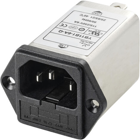 TRU COMPONENTS TC-10101432 Netzfilter mit Kaltgerätebuchse 250 V/AC 6 A 0.8 mH (L x B x H) 54.3 x 4 (1/3)