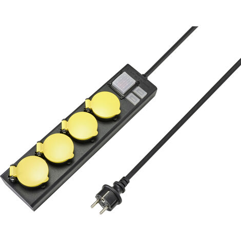 Sygonix RF-4737806 Steckdosenleiste mit Schalter  Schwarz, Gelb Schutzkontakt 1 St.