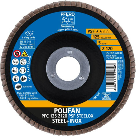 PFERD 67769125 PFC 125 Z 120 PSF STEELOX Fächerschleifscheibe Durchmesser 125 mm 10 St.