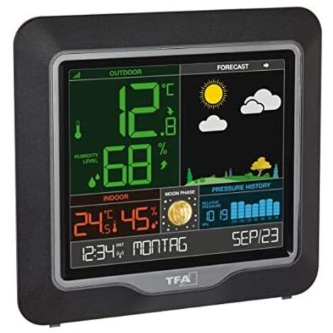 TFA Dostmann Linea Plus Wetterstation, Schwarz, (L) 175 x (B) 32 (84) x (H) 165 mm