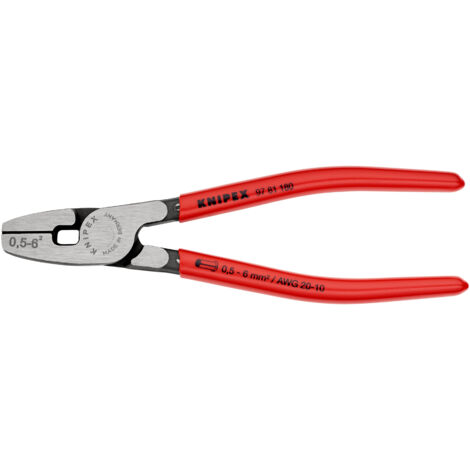 KNIPEX 97 81 180 Crimpzange für Aderendhülsen mit Fronteinführung mit Kunststoff überzogen 180 mm