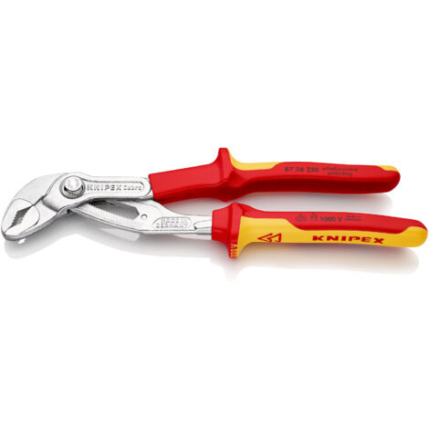 KNIPEX 87 26 250 Cobra® VDE Hightech-Wasserpumpenzange, isoliert isoliert mit Mehrkomponenten-Hüllen, VDE-geprüft verchromt 250 mm