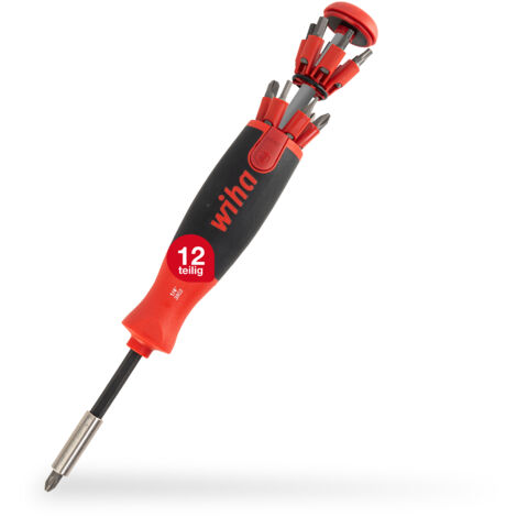 Wiha Schraubendreher mit Bit Magazin LiftUp 25 magnetisch (38606), 12 tlg., Bit Schraubendreher, Schraubenzieher mit Bits, Bithalter, Innensechskant, Phillips, Pozidriv, Schlitz, TORX®