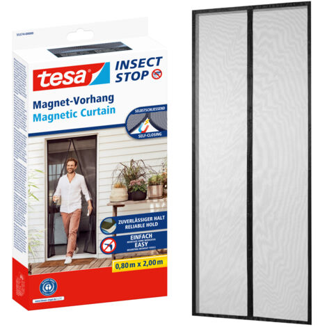tesa Fliegengitter Magnetvorhang 80 x 200 cm anthrazit Insektenschutzgitter