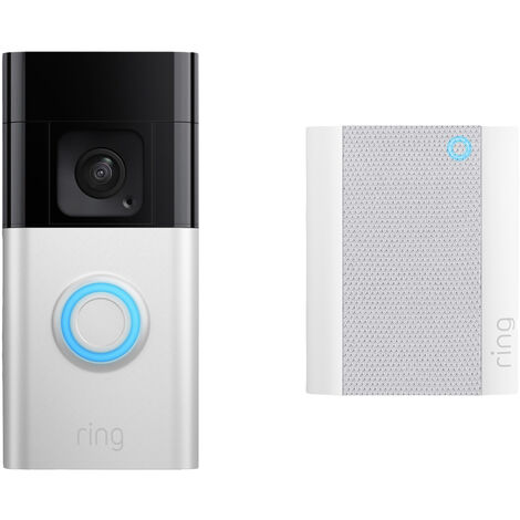 ring B0BFJNL42P IP-Video-Türsprechanlage Video Doorbell + Chime (2nd Gen) WLAN   Nickel (matt), Schw