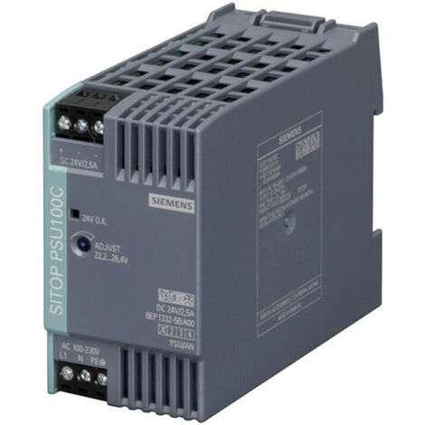 Siemens 6EP13325BA00 Hutschienen-Netzteil (DIN-Rail)  24 V/DC 2.5 A 60 W Anzahl Ausgänge:1 x  Inhalt