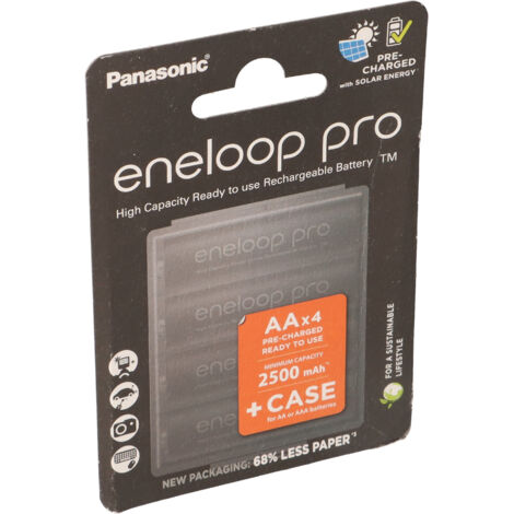 Panasonic – 4x eneloop pro AA Mignon Akku Ni-MH 1,2V 2500mAh – Hohe Kapazität für Kameras, Spielzeuge, Fernbedienungen – Umweltfreundlich und wiederaufladbar (1/5)
