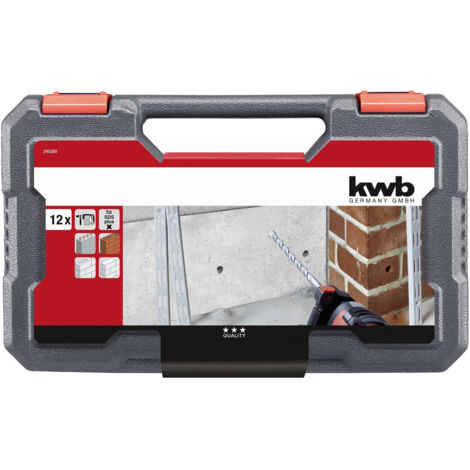 kwb  240280 40CR-Stahl Hammerbohrer-Set 12teilig 5 mm, 6 mm, 8 mm, 10 mm, 12 mm, 14 mm  SDS-Plus 1 S