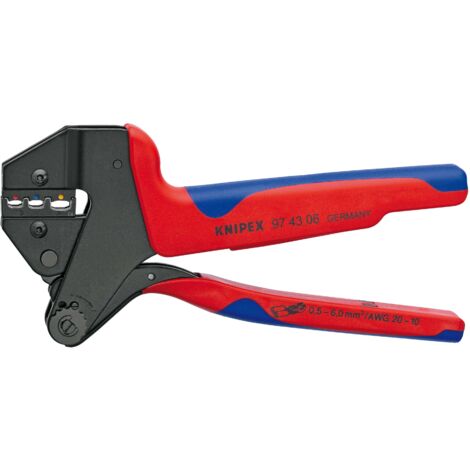 KNIPEX 97 43 06 Crimp-Systemzange für auswechselbare Crimpeinsätze mit Mehrkomponenten-Hüllen brüniert 200 mm