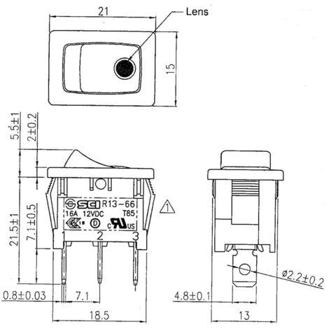 TRU COMPONENTS 1587515 Wippschalter TC R13 66A 02 250 V/AC 6 A 1 X Aus Ein Rastend 1 St 1587515