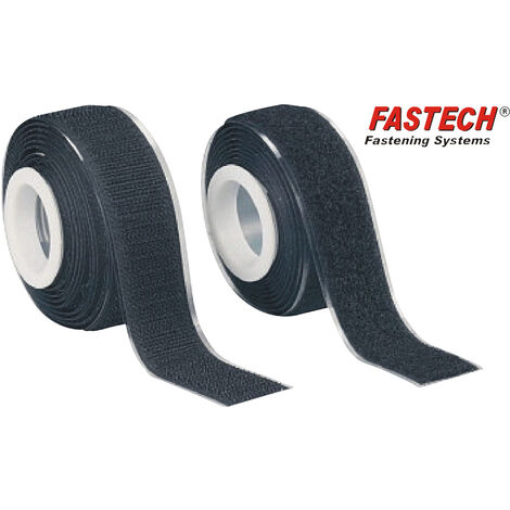 FASTECH® 919-330 Klettband zum Aufkleben Haft- und Flauschteil (L x B) 2000 mm x 25 mm Schwarz 1 Paa