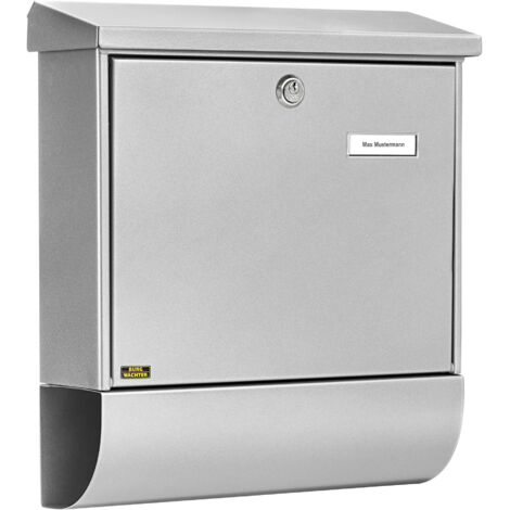 BURG Briefkasten VARIO-SET - mit Zeitungsbox, Stahl verzinkt silberfärbig