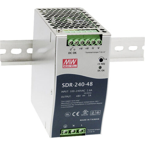 Mean Well SDR-240-24 Hutschienen-Netzteil (DIN-Rail)  24 V/DC 10 A 240 W Anzahl Ausgänge:1 x  Inhalt