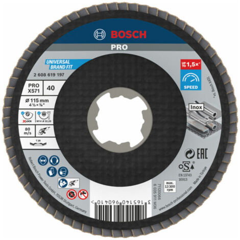 Bosch Fächerschleifscheibe X571 Best for Metal gewinkelt 115 mm K 40 Fiber 10 Stk (1/5)