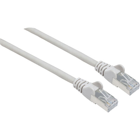 Intellinet 317146 RJ45 Netzwerkkabel, Patchkabel CAT 6a S/FTP 2.00 m Grau Folienschirm, Geflechtschi