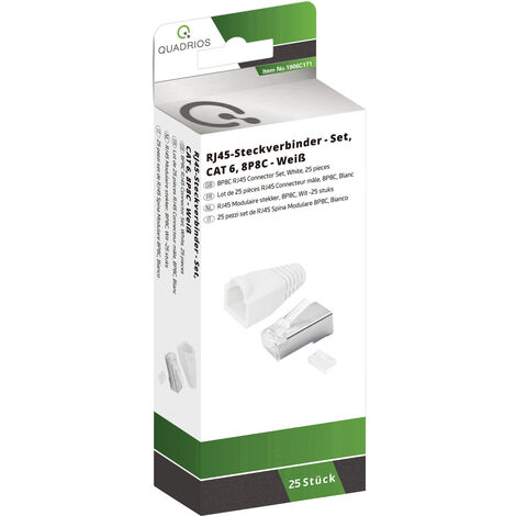 Quadrios RJ-45 Steckverbinder Set-CAT 6 1906C171 Stecker, gerade Polzahl Sensoren 8P8C Weiß 25 St (1/3)