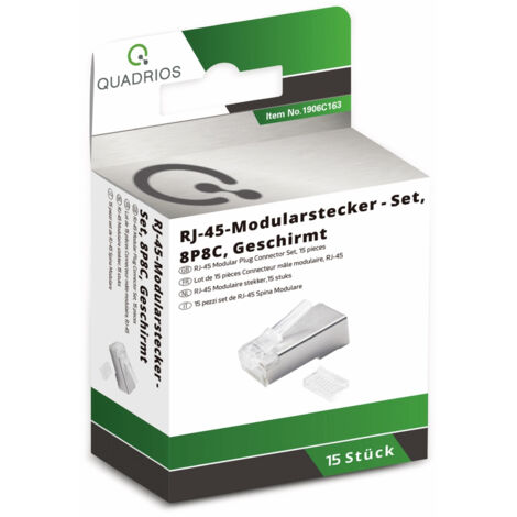 QUADRIOS Modularstecker-Set 1906C163, Polzahl 8P8C, geschirmt, 15 Stück (1/5)