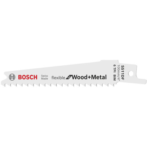 Bosch Accessories 2608657723 Säbelsägeblatt S 511 DF, Flexible for Wood and Metal, 5er-Pack Sägeblat