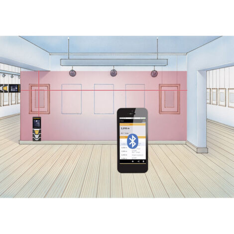 LASERLINER - LaserRange-Master T4 Pro - Telémetro - Mediciones precisas - Longitudes, superficies, volúmenes - Medición ángulos - Alcance 40m - Pantalla táctil - Bluetooth - Rosca para trípo- Fácil