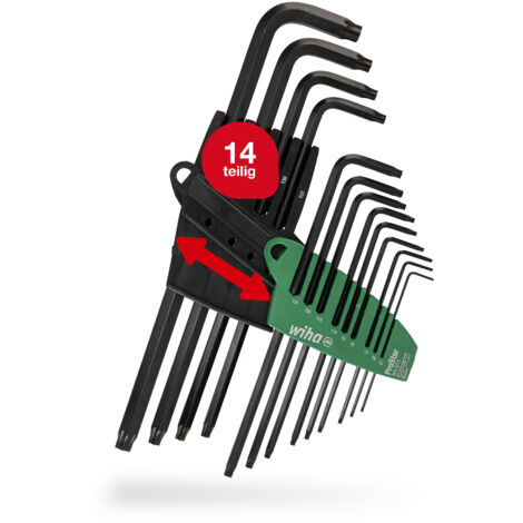 Wiha Stiftschlüssel Set mit ProStar Halter (24312) 13tlg.  Torx Winkelschlüssel Satz  Torxschlüssel T5+T6+T7+T8+T9+T10+T15+T20+T25+T27+T30+T40+T50