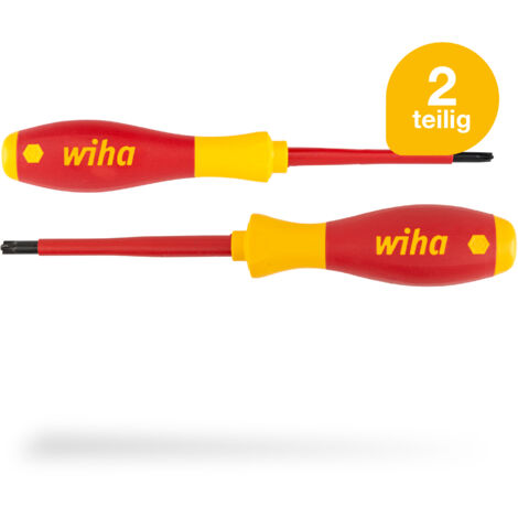Wiha Schraubendreher Set 2-teilig Elektriker VDE geprüft, isoliert 1.000 V (32281) I Profi Schraubenzieher Set Kreuzschlitz I Elektriker Werkzeug