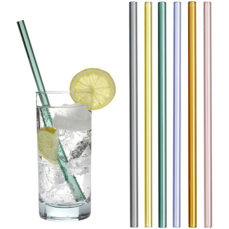 TFA Dostmann Trinkhalme 21 cm 6er Set Glas Bunt 14.2019.06