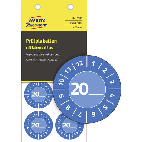 Avery-Zweckform 7903 Prüfplakette  20XX Blau  (Ø) 30 mm 30 mm   80 St. (1/5)