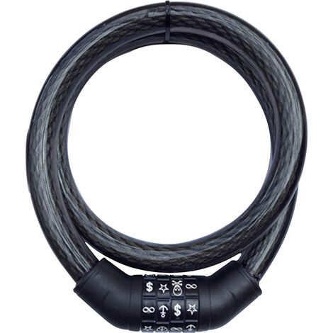 Security Plus RB76-2 Kabelschloss – Zahlenkombination Mit Stahlseil, 100 Cm Schwarz | Zahlenschloss Fahrradschloss