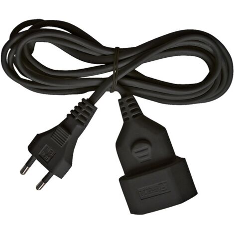 Brennenstuhl 1161790 Strom Verlängerungskabel  2.5 A Schwarz 3.00 m H03VVH2-F 2X 0,75 mm²