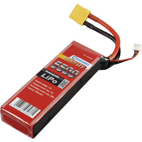 Conrad energy Modellbau-Akkupack (LiPo) 7.4 V 5500 mAh Zellen-Zahl: 2 20 C Softcase XT90