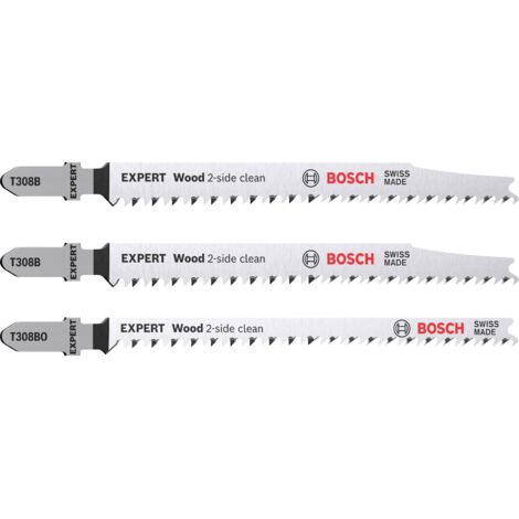 Bosch Accessories 2608900559 EXPERT ‘Wood 2-side clean‘ Stichsägeblatt-Set, 3-tlg., T308B/BO 3 St.
