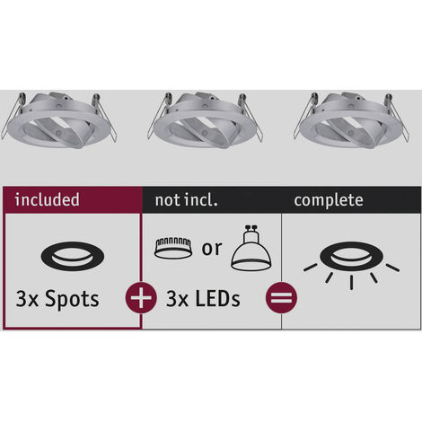 Paulmann 92490 EBL Choose Einbauring 3er Set 10 W Aluminium (gedreht)