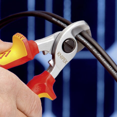 Knipex  95 16 165 SB VDE-Kabelschere Geeignet für (Abisoliertechnik) Alu- und Kupferkabel, ein- und