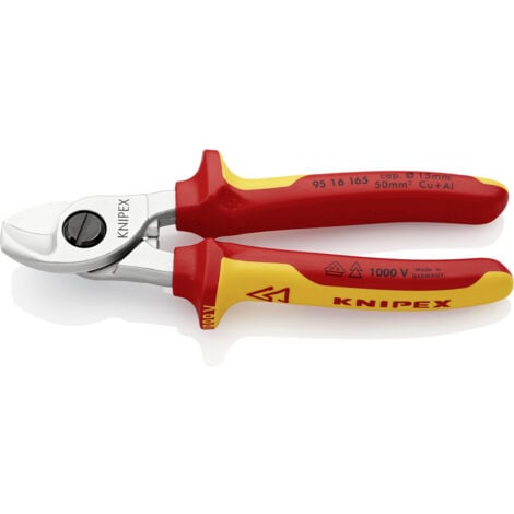 Knipex  95 16 165 SB VDE-Kabelschere Geeignet für (Abisoliertechnik) Alu- und Kupferkabel, ein- und