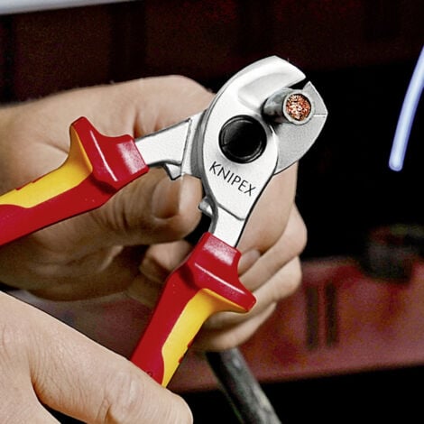 Knipex  95 16 165 SB VDE-Kabelschere Geeignet für (Abisoliertechnik) Alu- und Kupferkabel, ein- und