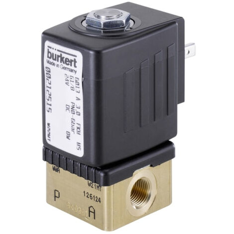 Produktbild von Bürkert 6014 Magnetventil 125333 – Direktgesteuert, 24 V DC, Messinggehäuse, FKM-Dichtung, Für Aggressive Medien