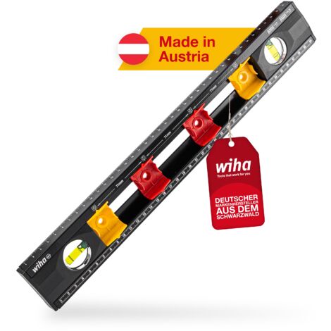 Wiha Wasserwaage Elektriker 40 cm für Profis,mit Markierungshilfe für Elektro Installationsarbeiten,Abstandmarkierung für Unterputzdosen + Hohlwanddosen,Elektroniker Bohrschablone für Steckdosen(42074