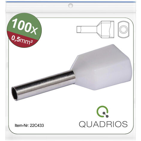 Quadrios 22C433 Zwillings-Aderendhülse 0.5 mm² Teilisoliert Weiß 1 Set