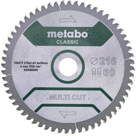 Kreissägeblatt multi cut classic D216xDicke 2,4xBohrung30mm Z.60 HW/CT FZ/TZ