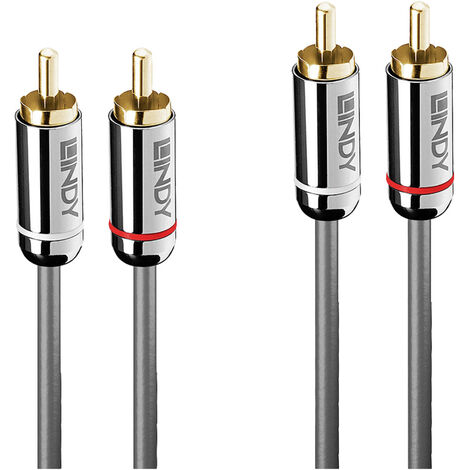 LINDY 35348 RCA Audio Anschlusskabel [2x Cinch-Stecker - 2x Cinch-Stecker] 5 m Anthrazit (1/2)